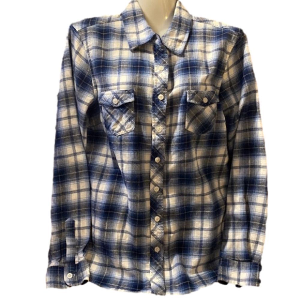 ORIGINAL Weatherproof Vintage Blue Soft Plaid Button up Long Sleeved Shirt Small